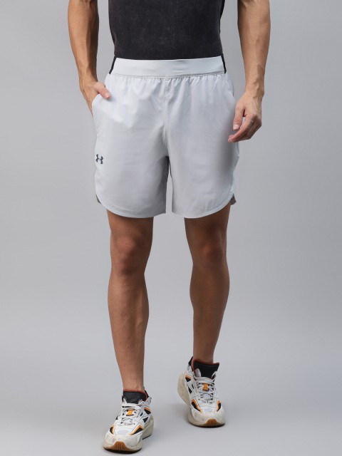 

UNDER ARMOUR Men Grey Stretch Solid Woven Sports Shorts