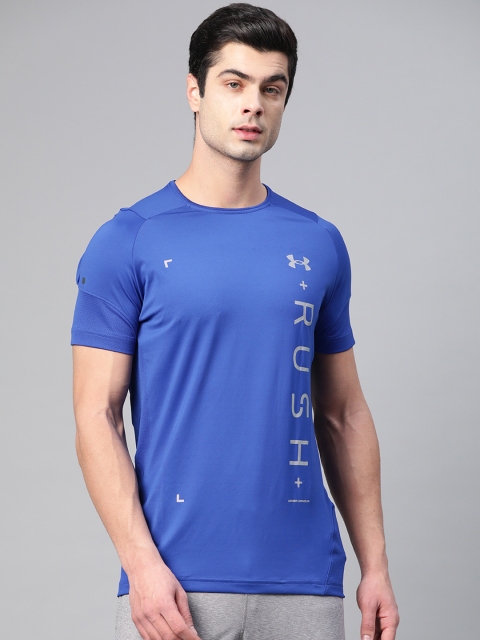 

UNDER ARMOUR Men Blue HeatGear 2.0 Graphic T-shirt