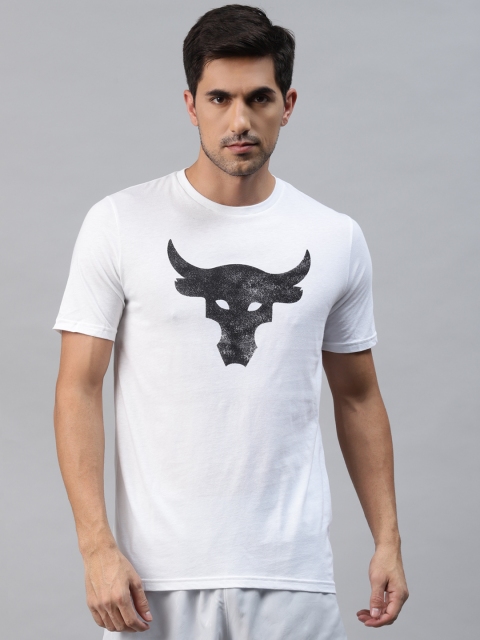 

UNDER ARMOUR Men White & Black Printed Project Rock Brahma Bull Logo T-Shirt