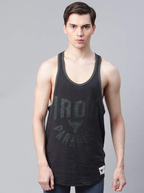 

UNDER ARMOUR Men Black Printed Project Rock Iron Paradise Tank T-Shirt