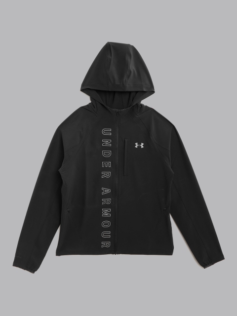 

UNDER ARMOUR Women Black Qualifier STORM Jacket Lightweight Hooded Sporty Jacket