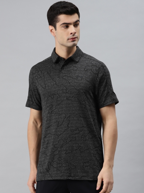 

UNDER ARMOUR Men Charcoal Grey Camouflage Design Vanish Polo Neck T-Shirt