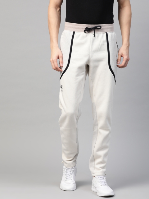 

UNDER ARMOUR Men Off-White Solid Rival Fleece AMP Training Track Pants