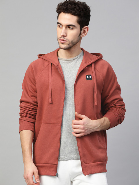 

UNDER ARMOUR Men Rust UA Rival FZ Solid Hooded Sports Sweatshirt