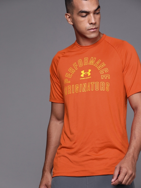 

UNDER ARMOUR Men Orange & Yellow Printed UA Tech Originators Sustainable T-Shirt
