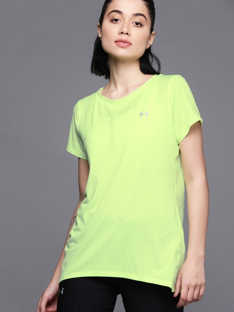 

UNDER ARMOUR Women Limegreen Solid HeatGear(r) Armour Short Sleeve, Lime green