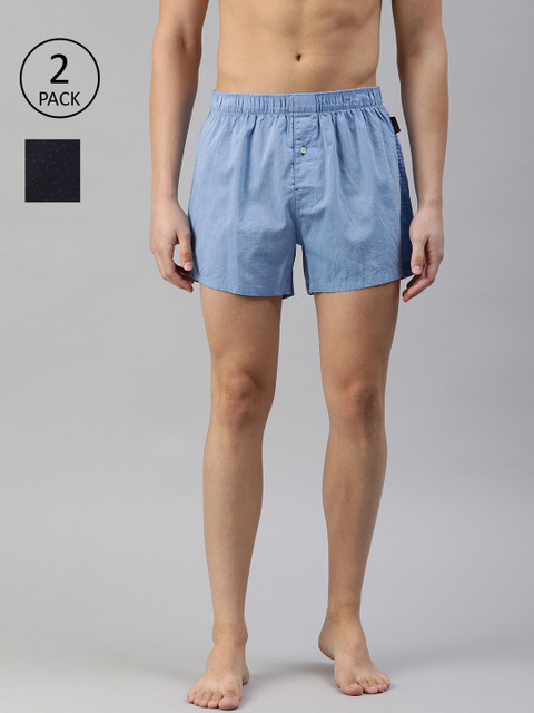 

THE BEAR HOUSE Men Pack of 2 Assorted Boxers, Blue