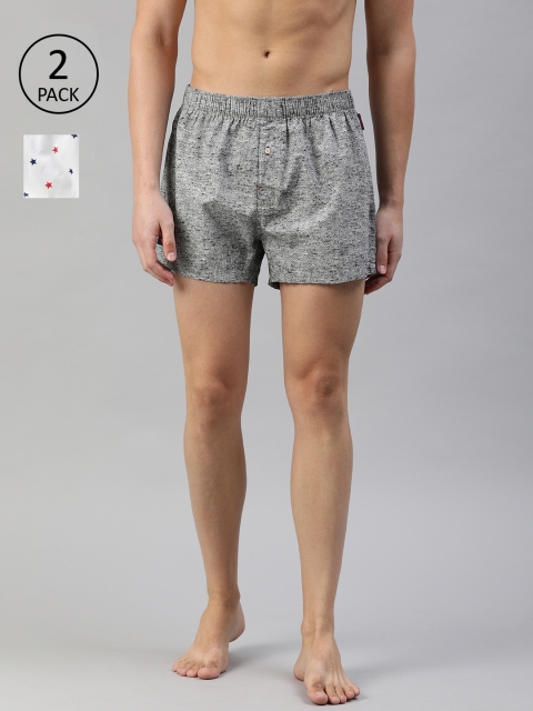 

THE BEAR HOUSE Men Pack of 2 Assorted Boxers, Grey melange
