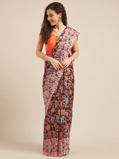 

Tikhi Imli Pink & Black Poly Crepe Printed Saree