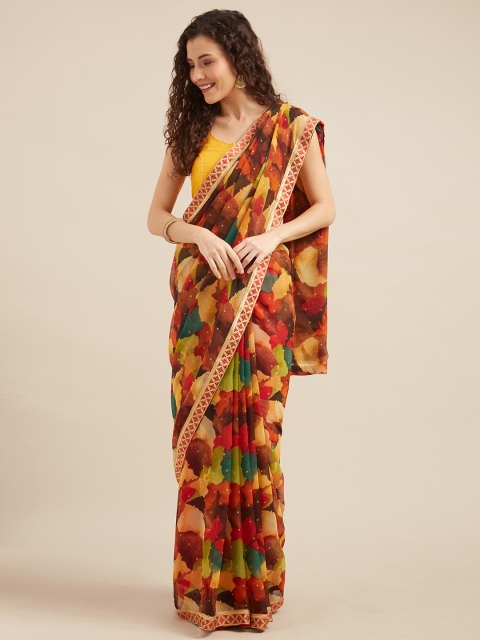 

Tikhi Imli Beige & Multicoloured Poly Georgette Printed Saree