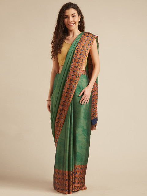

Tikhi Imli Green Abstract Printed Poly Crepe Saree