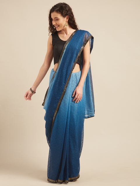 

Tikhi Imli Blue Woven Design Poly Crepe Saree