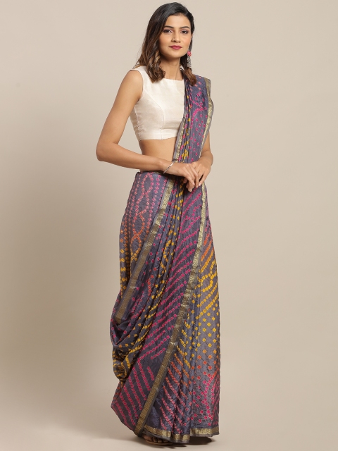 

Mitera Hand Dyed Grey Bandhani Silk Sustainable Saree
