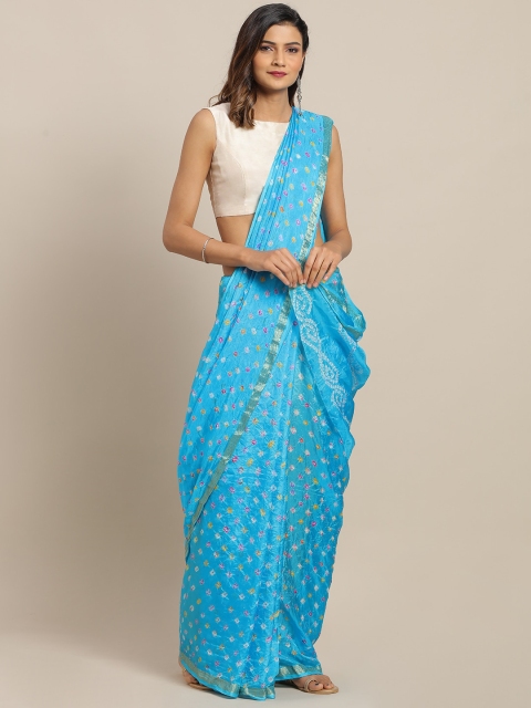 

Geroo Jaipur Hand Dyed Blue Bandhani Silk Sustainable Saree