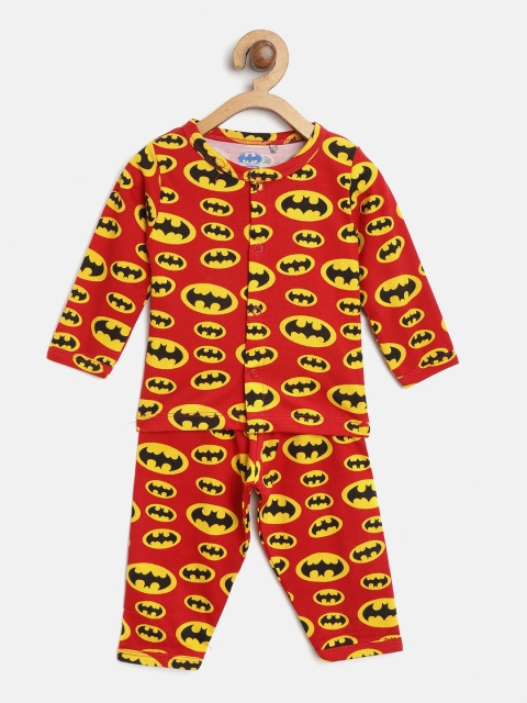 

Moms Love Boys Red & Yellow Batman Printed Night Suit