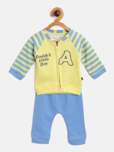 

Moms Love Infant Boys Yellow & Blue Cotton Printed Sweatshirt with Joggers