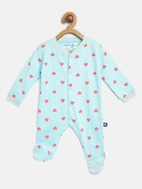 

Moms Love Kids Blue & Pink Heart Print Sleepsuit