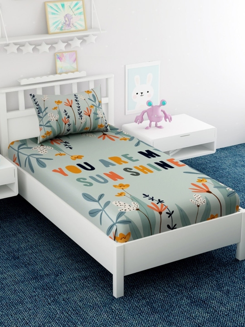 

EverHOME Green & Orange 210 TC Cotton 1 Single Bedsheet with 1 Pillow Cover