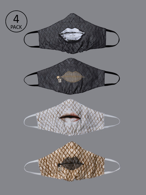 

Behind the Mask - Tarun Tahiliani Unisex 4 Pcs Quilting-Inspired 5-Ply Outdoor Masks, Multi