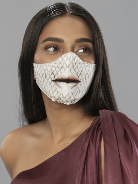

Behind the Mask - Tarun Tahiliani Unisex White Quilting-Inspired 5-Ply Outdoor Mask