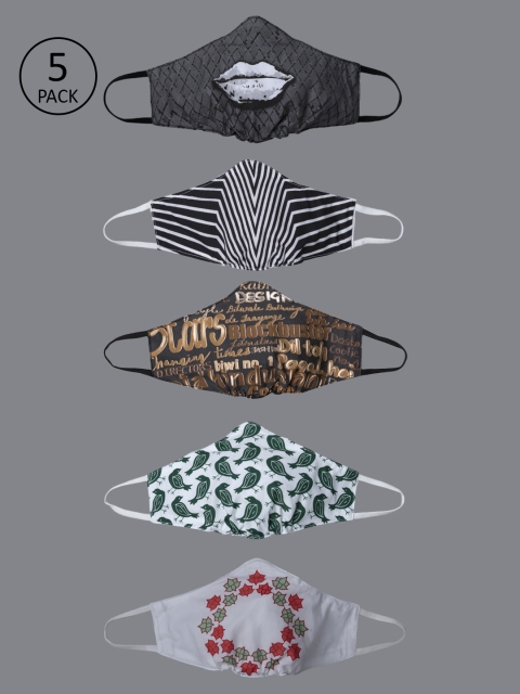 

Behind the Mask - Assortment Unisex 5 Pcs Multicoloured Printed 5-Ply Outdoor Masks, Multi