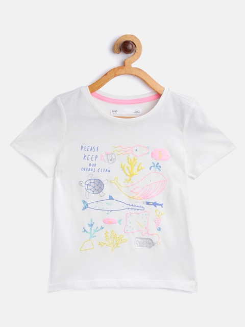 

Marks & Spencer Girls White Printed Round Neck T-shirt