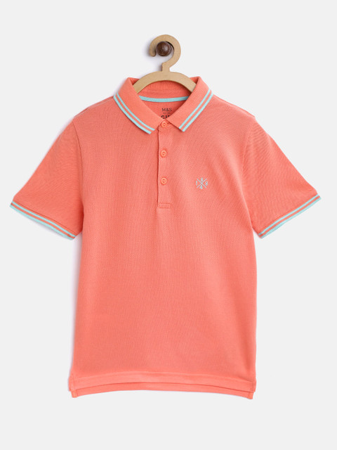 

Marks & Spencer Boys Coral Orange Solid Polo Collar T-shirt