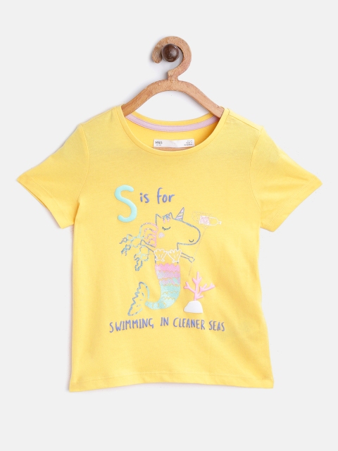 

Marks & Spencer Girls Yellow Printed Round Neck T-shirt
