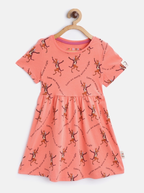 

Marks & Spencer Girls Coral Pink Fox Print A-Line Dress