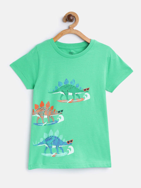 

Marks & Spencer Boys Green Dinosaur Print Round Neck T-shirt