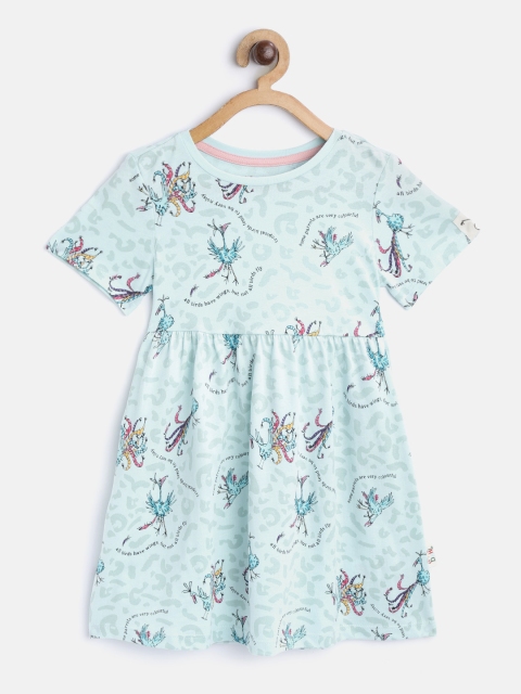 

Marks & Spencer Girls Blue Bird Print A-Line Dress