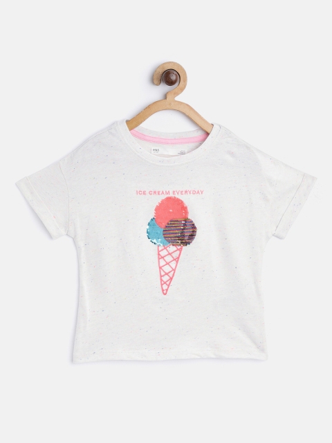 

Marks & Spencer Girls White & Coral Pink Flip Sequin Round Neck T-shirt