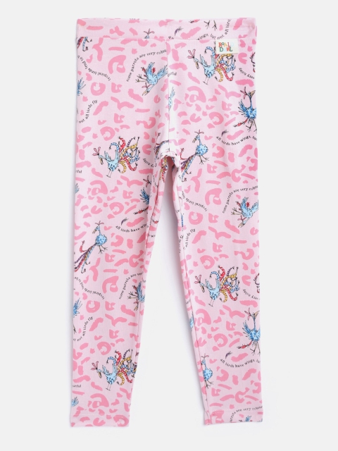 

Marks & Spencer Girls Pink & Blue Bird Print Ankle-Length Leggings