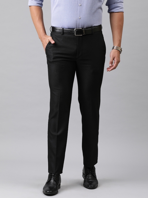 

Van Heusen Men Black Slim Fit Solid Regular Trousers