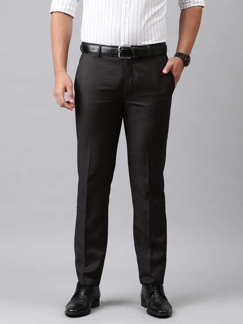 

Van Heusen Men Black Slim Fit Self Design Formal Trousers