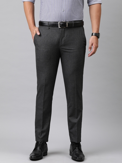 

Van Heusen Men Charcoal Grey Slim Fit Solid Formal Trousers