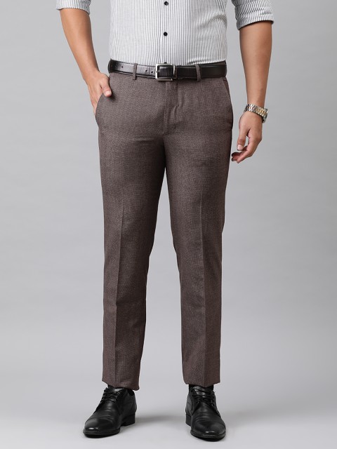 

Van Heusen Men Brown Slim Fit Self Design Formal Trousers