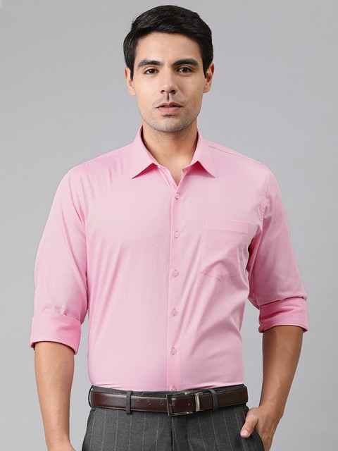 

Van Heusen Men Pink Slim Fit Self Design Formal Shirt