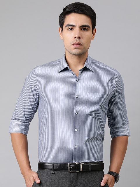 

Van Heusen Men Grey & White Slim Fit Striped Formal Shirt