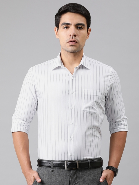 

Van Heusen Men White & Grey Slim Fit Striped Formal Shirt