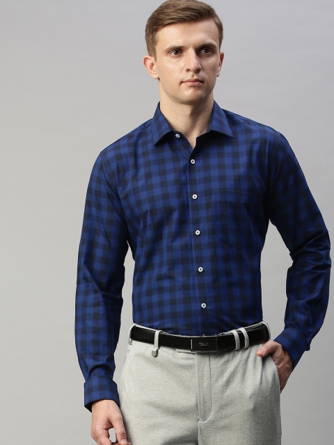 

Van Heusen Men Navy Blue Slim Fit Checked Formal Shirt