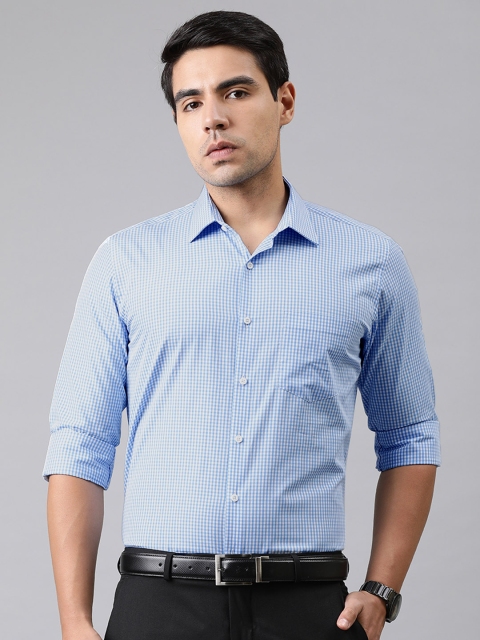 

Van Heusen Men Blue & White Slim Fit Checked Formal Shirt