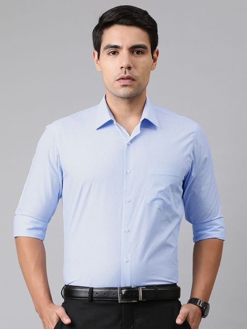 

Van Heusen Men Blue & White Slim Fit Self Design Formal Shirt