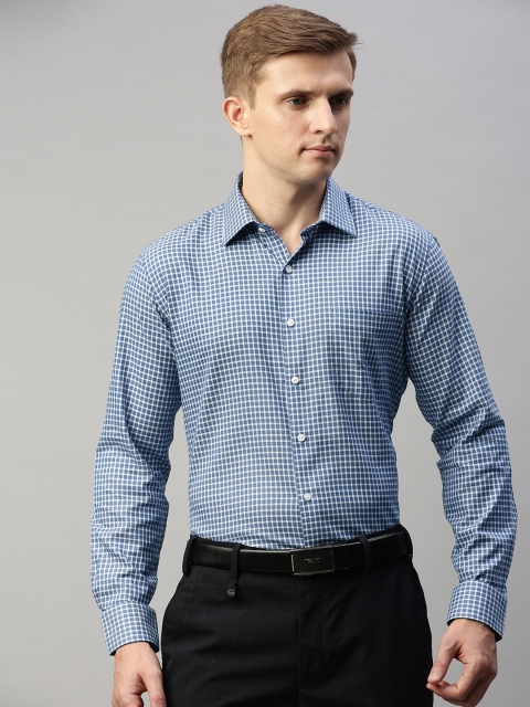 

Van Heusen Men Blue & White Slim Fit Checked Formal Shirt