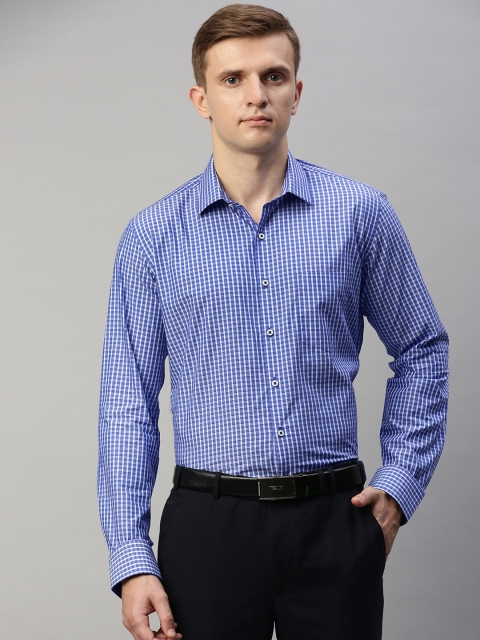 

Van Heusen Men Blue & White Slim Fit Checked Formal Shirt