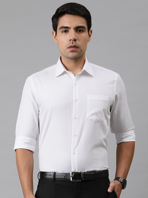 

Van Heusen Men White Slim Fit Striped Formal Shirt