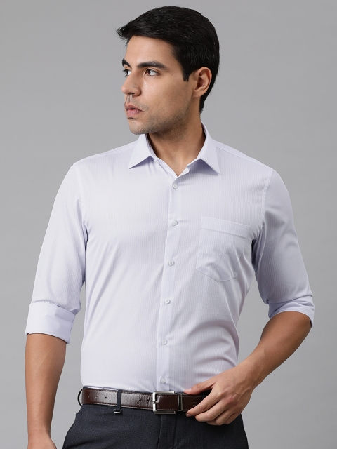 

Van Heusen Men Grey & White Slim Fit Self Striped Formal Shirt