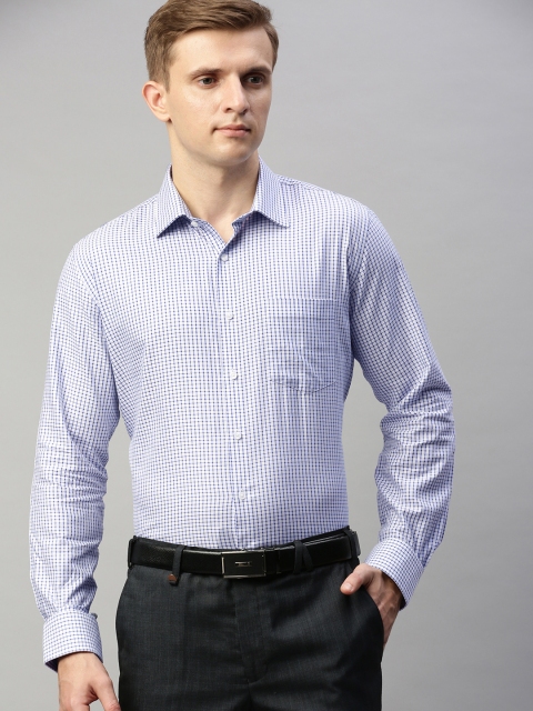 

Van Heusen Men Blue & White Slim Fit Checked Formal Shirt