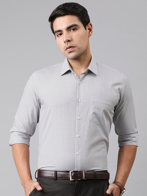 

Van Heusen Men Grey & White Slim Fit Checked Formal Shirt