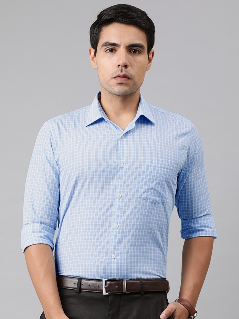 

Van Heusen Men Blue & White Slim Fit Checked Formal Shirt